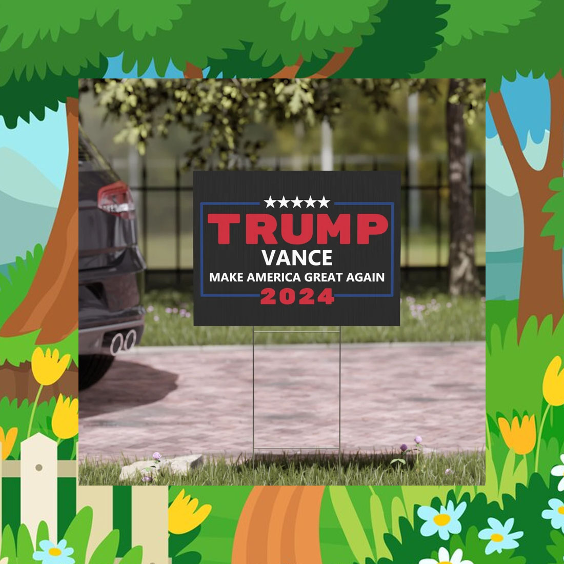 Trump Vance 2024 Black Yard Sign