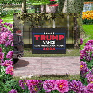 Black Trump Vance 2024 Yard Sign