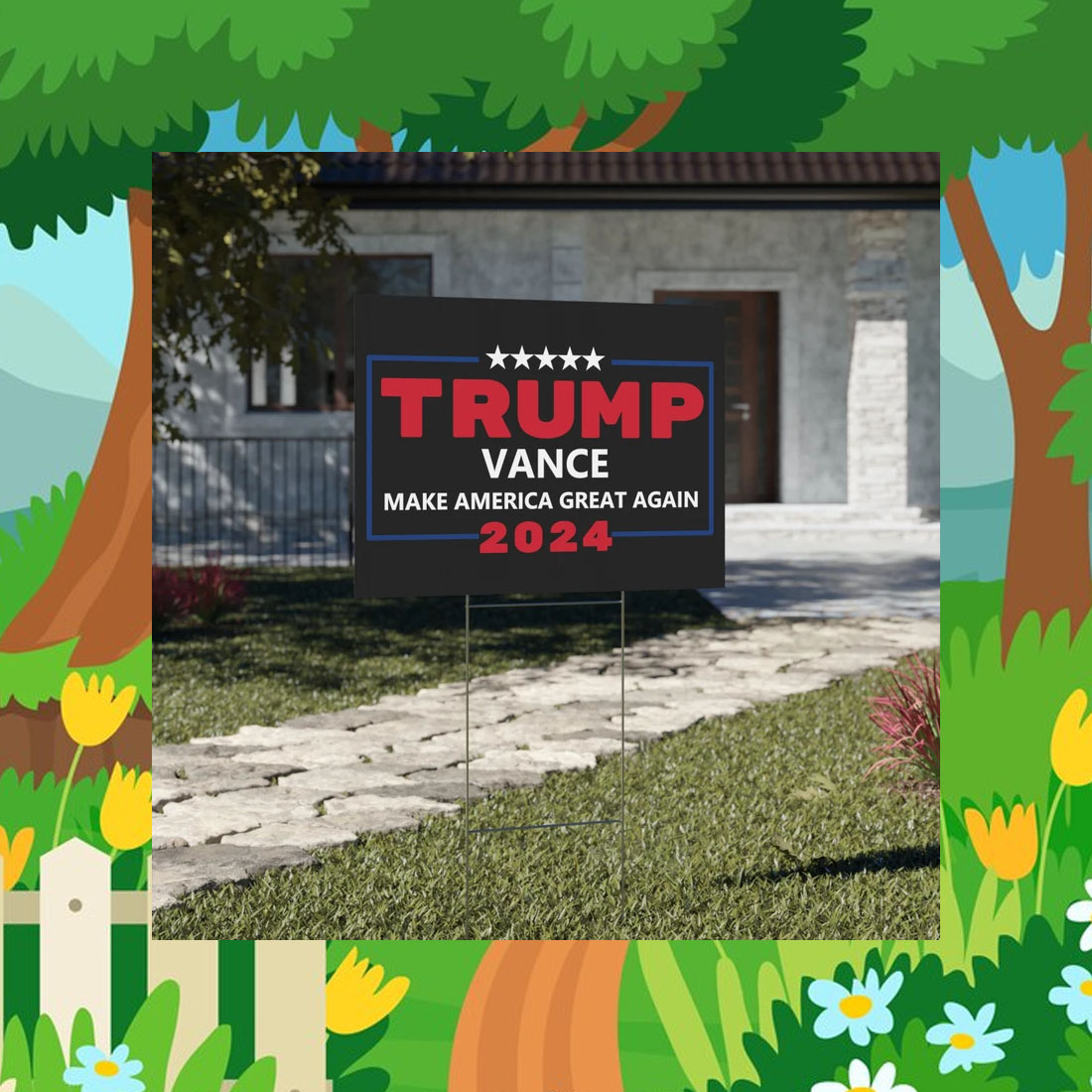 Trump Vance 2024 Black Yard Sign
