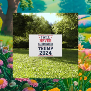 I Will Never Surrender Patriotic Trump Vance 2024 Plastic Yard Sign