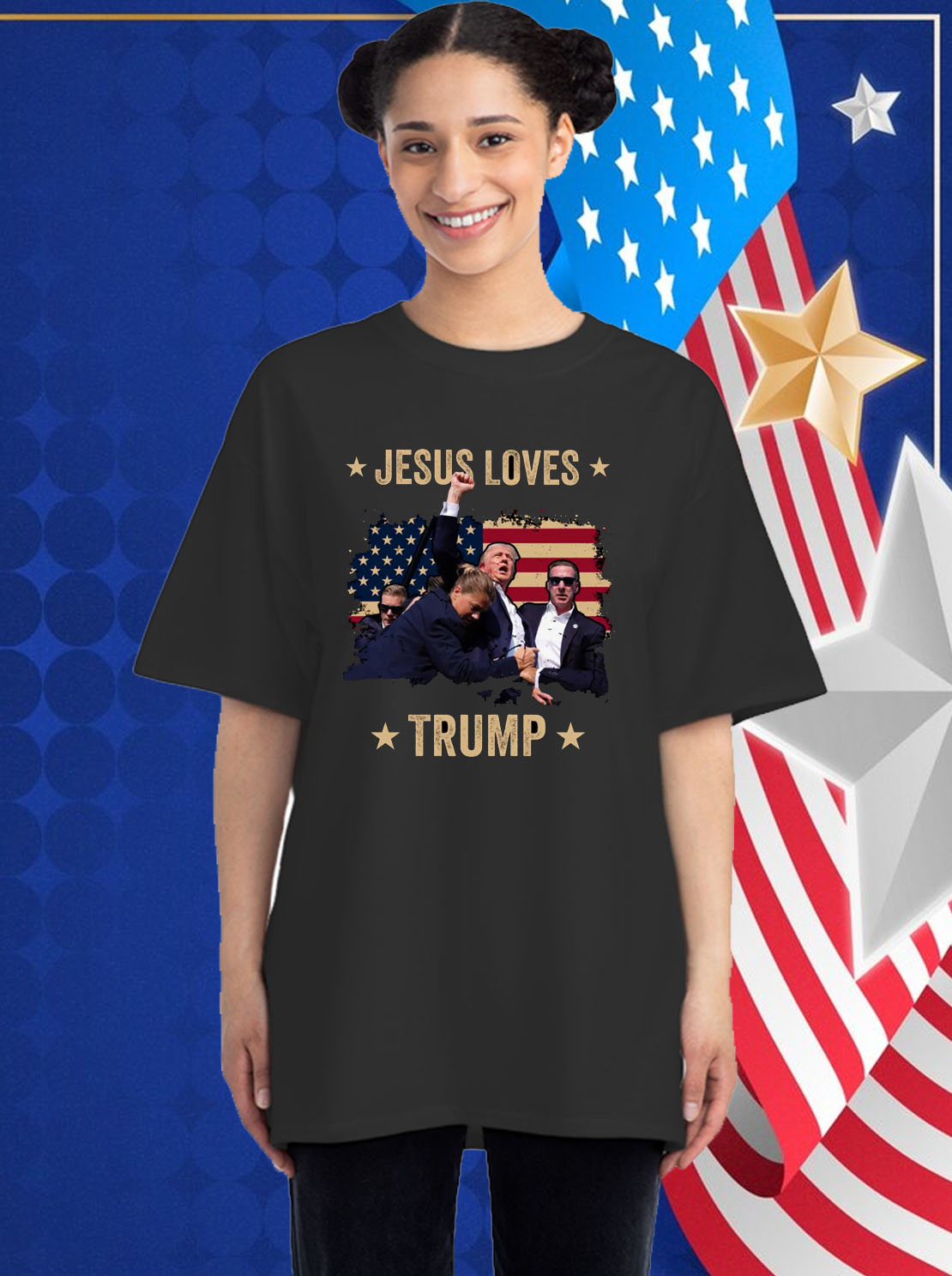 Jesus Loves Trump 2024 Fist Rally Trump Rally 2024 Shirt