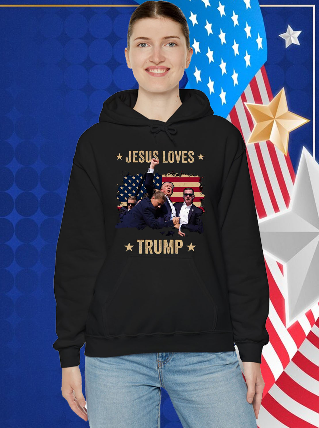 Jesus Loves Trump 2024 Fist Rally Trump Rally 2024 Shirt