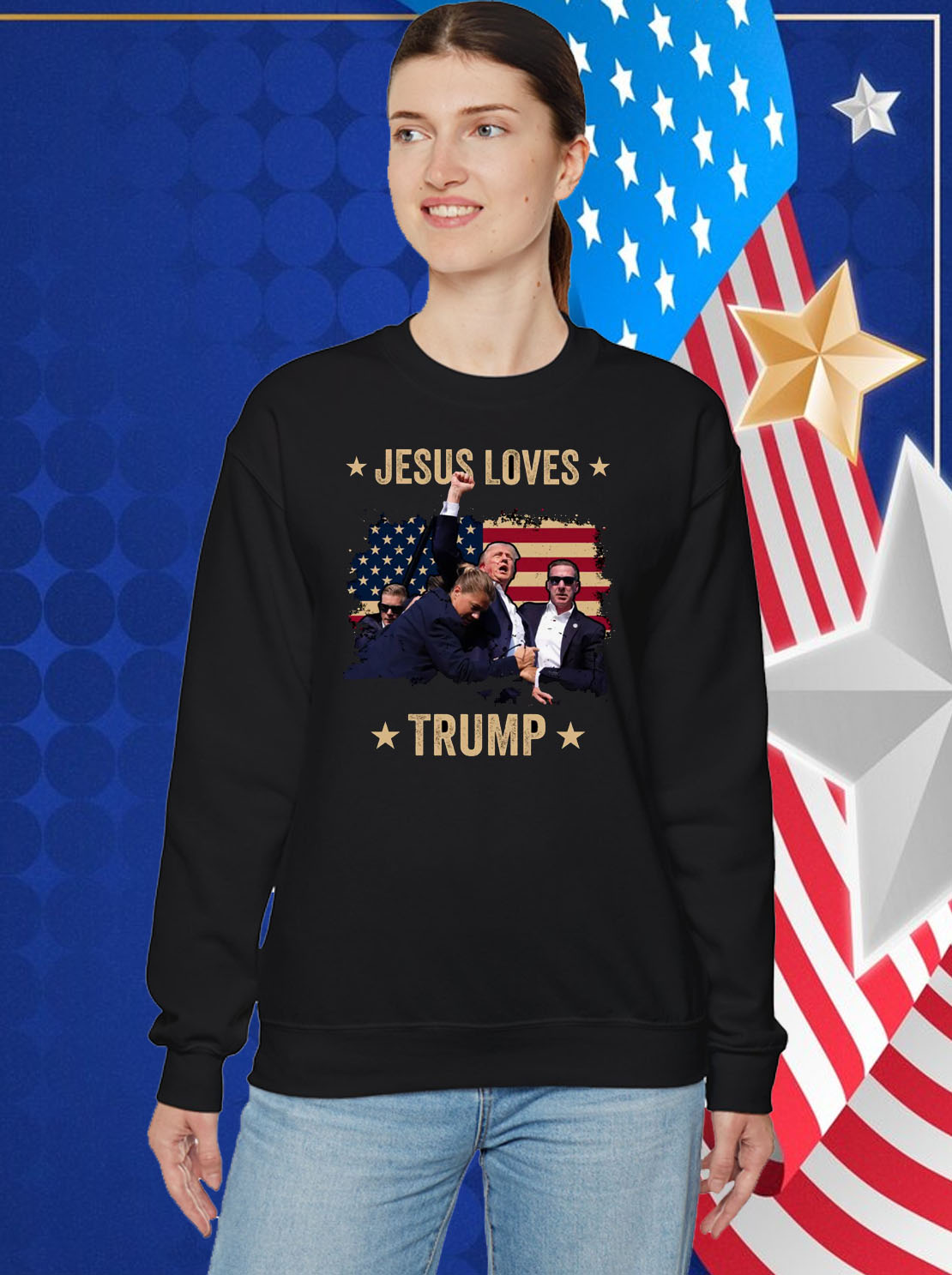 Jesus Loves Trump 2024 Fist Rally Trump Rally 2024 Shirt