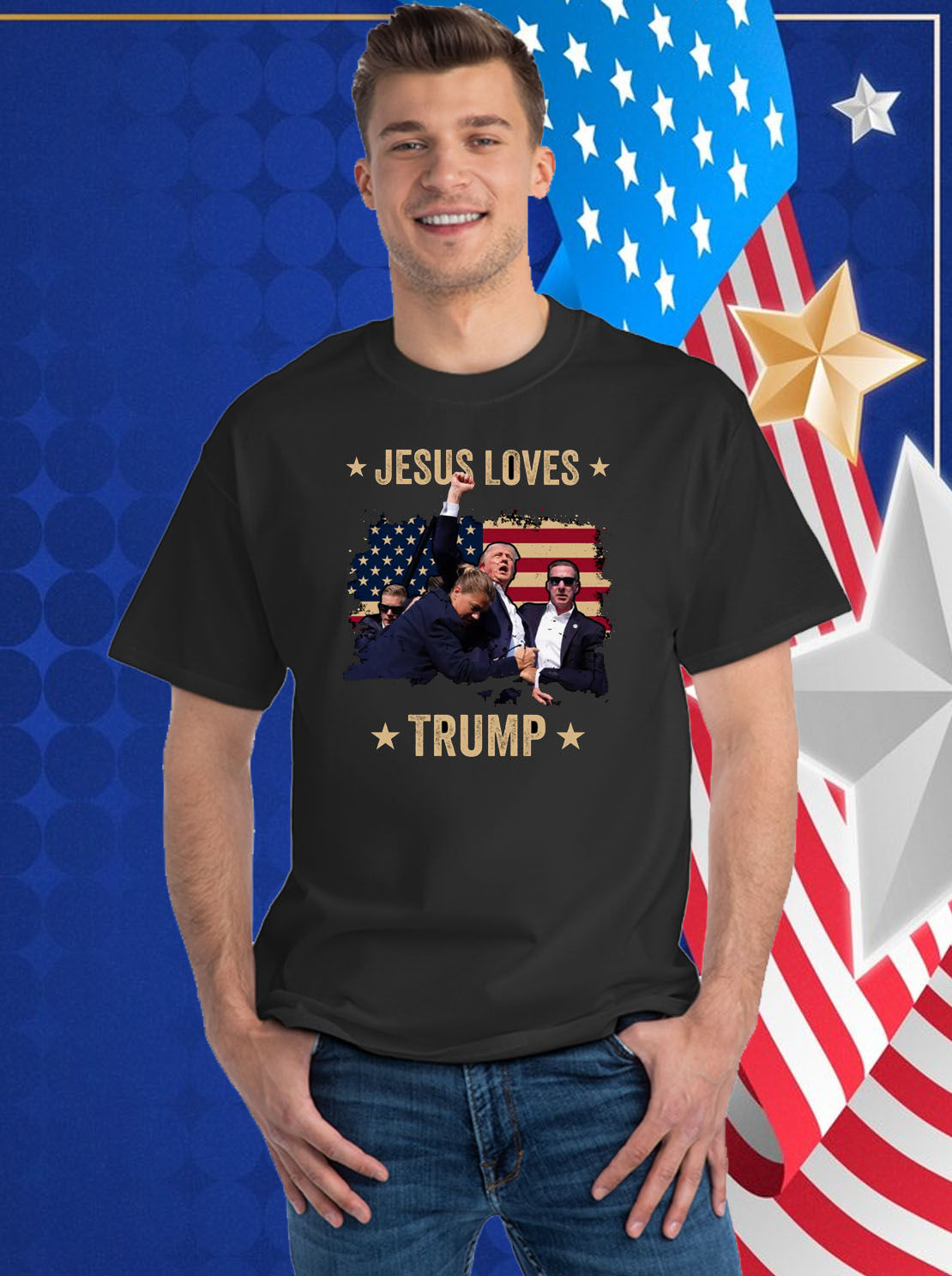 Jesus Loves Trump 2024 Fist Rally Trump Rally 2024 Shirt