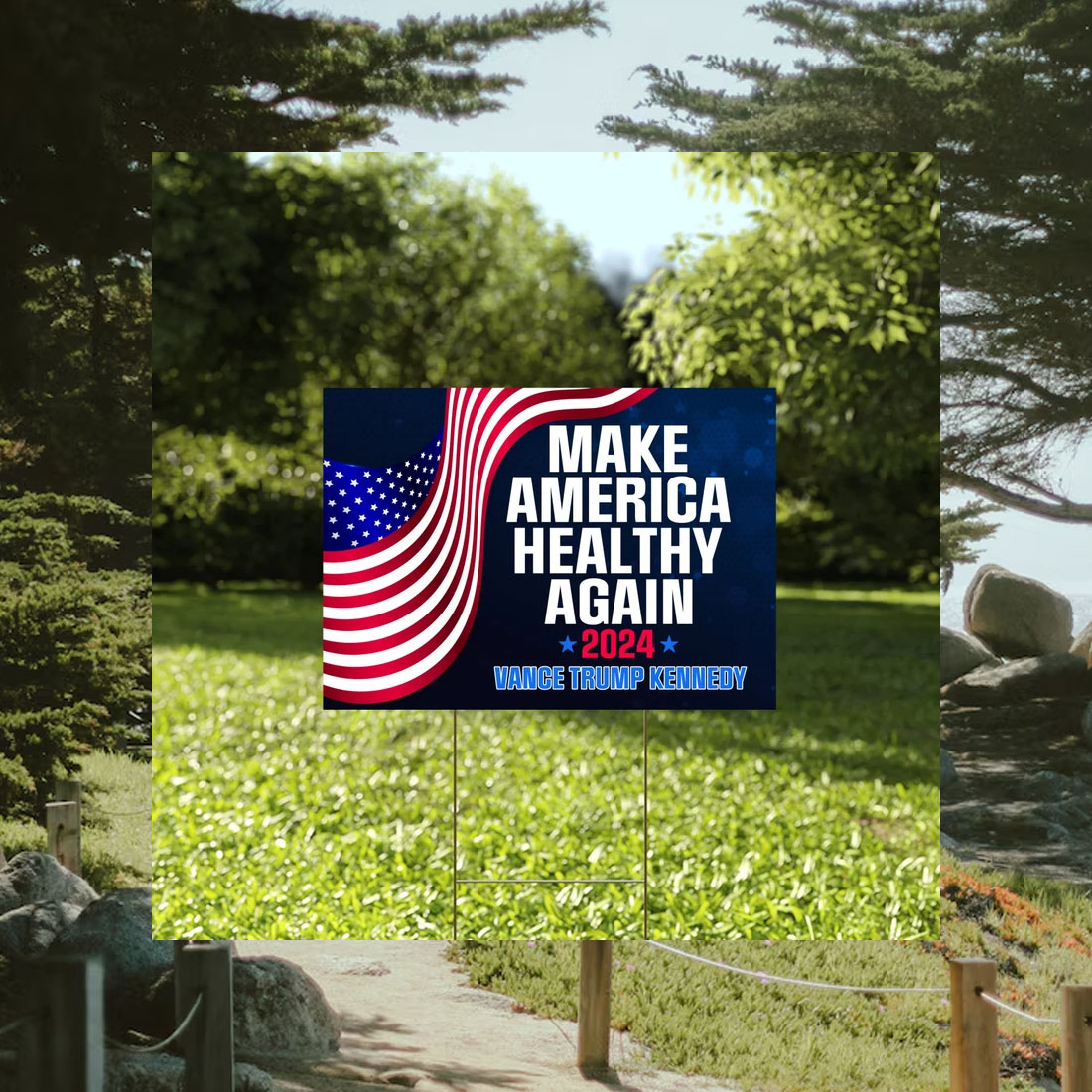 Make America Healthy Again Yard Sign, Vance Trump Kennedy Sign, Republican Garden Sign