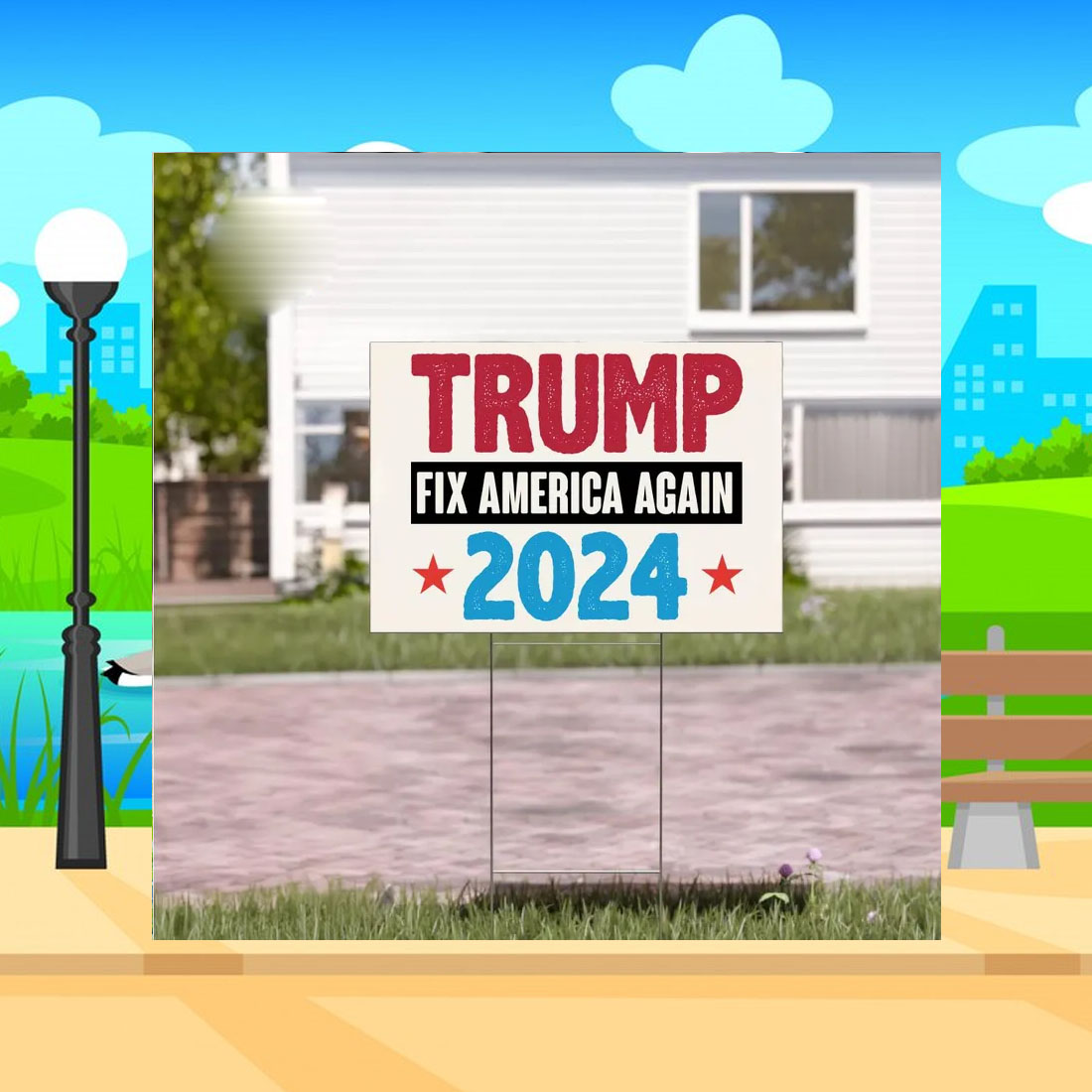 Trump 2024 Fix America Again Voting Yard Sign