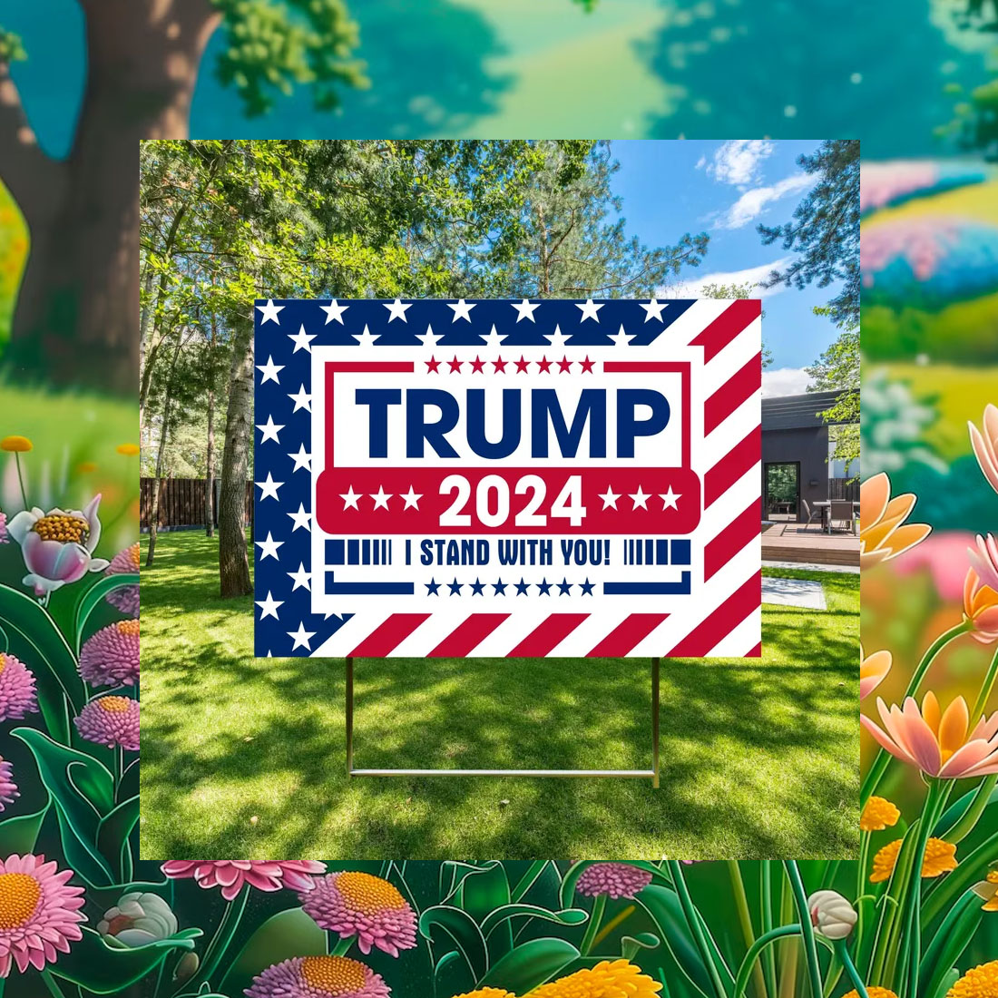 Trump 2024 I Stand With You Yard Sign