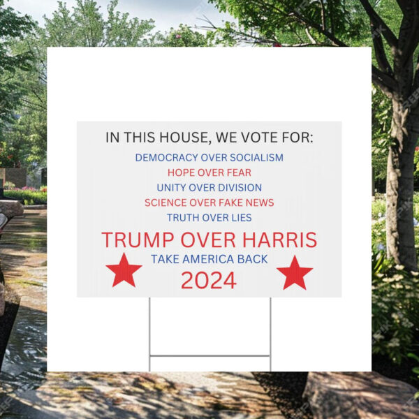 Trump 2024 Plastic Yard Sign, Trump Vance Take America Back Political Signage