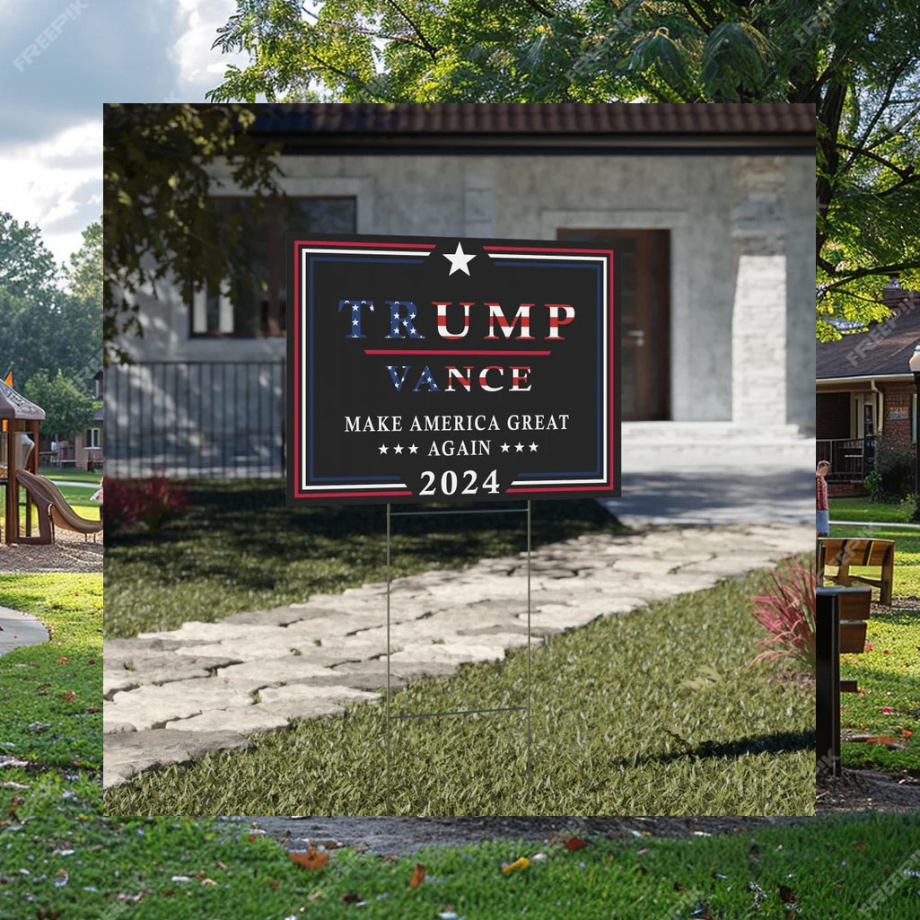 Trump & Vance Vote MAGA on black - Yard Sign