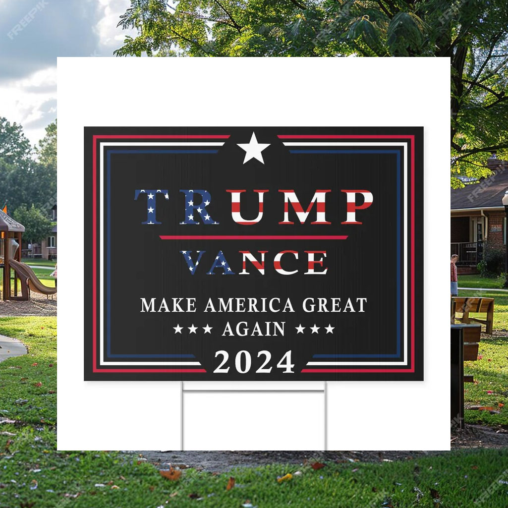 Trump & Vance Vote MAGA on black - Yard Sign