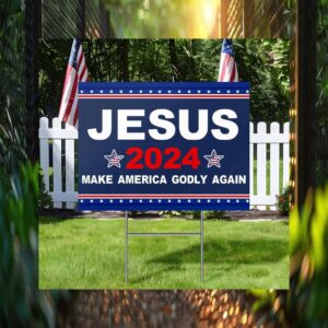 Jesus Make America Godly Again, Trump Vance Fight For The People For America Yard Sign