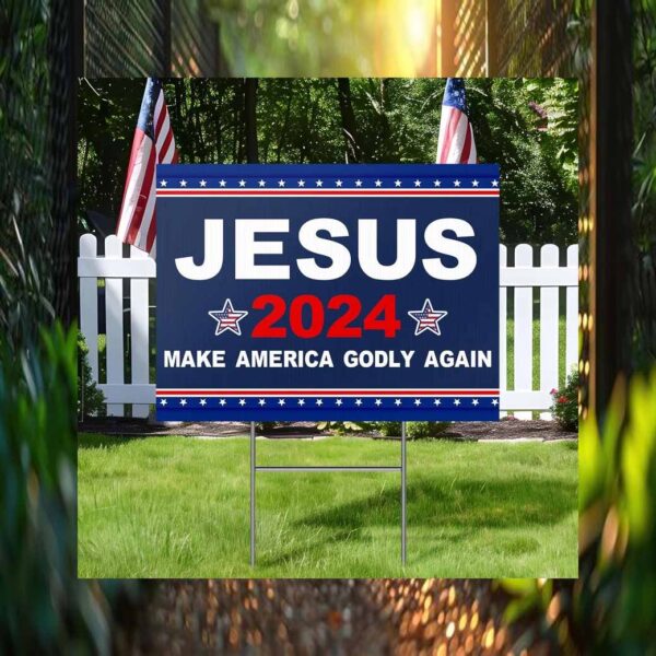 Jesus Make America Godly Again, Trump Vance Fight For The People For America Yard Sign