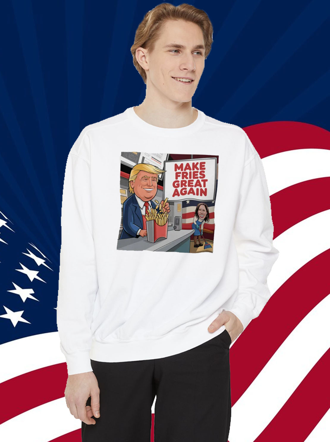 Make Fries Great Again Trump Cartoon Shirt
