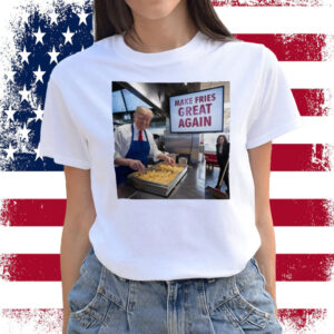 Make Fries Great Again Trump Shirt, Trump Frying and Kamala Mopping Floor 2024 Shirt