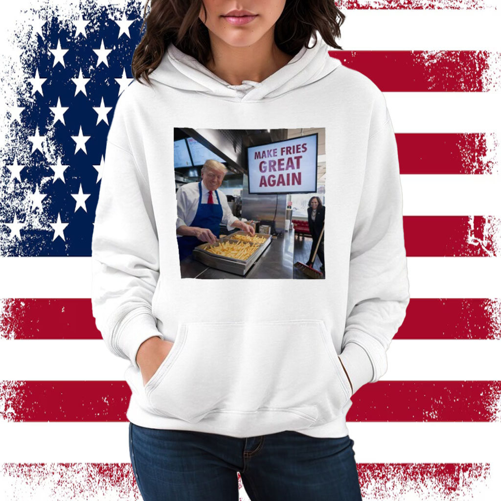 Make Fries Great Again Trump Shirt, Trump Frying and Kamala Mopping Floor 2024 Shirt