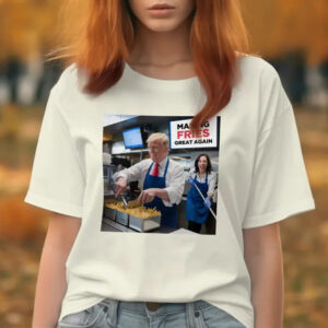 Making Fries Great Again Shirts, Trump Frying and Kamala Mopping Floor Shirt