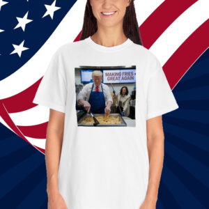 Making Fries Great Again Trump Shirt, Trump Frying and Kamala Mopping Floor Shirt