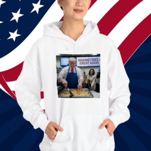 Making Fries Great Again Trump Shirt, Trump Frying and Kamala Mopping Floor Shirt