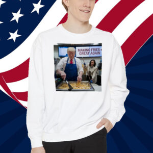 Making Fries Great Again Trump Shirt, Trump Frying and Kamala Mopping Floor Shirt