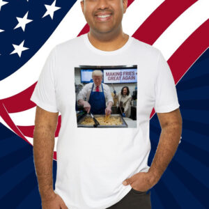 Making Fries Great Again Trump Shirt, Trump Frying and Kamala Mopping Floor Shirt
