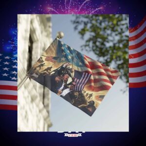 Patriotic Donald Trump Flag - Bold American Flag Design with Trump and Soldiers - Perfect for Patriots and Collectors