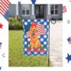 Trump Garden Flag Stand with Trump Golden Retriever Trump Flag