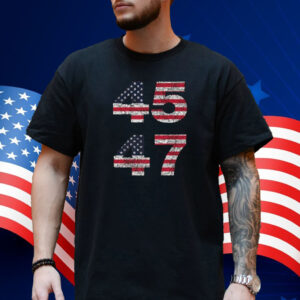 45 47 Trump Presidency Distressed POTUS MAGA Flag T-Shirt