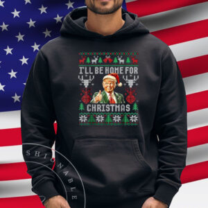I'll Be Home For Christmas Funny Santa Claus Trump 2024 T-Shirt