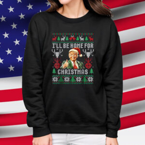 I'll Be Home For Christmas Funny Santa Claus Trump 2024 T-Shirt