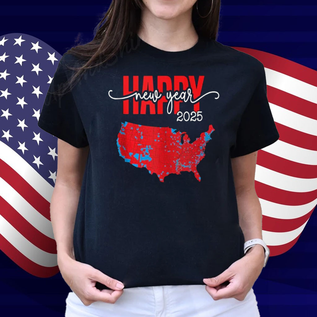 Happy New Year 2025 USA Election 2024 Red Map Trump Fans Shirt