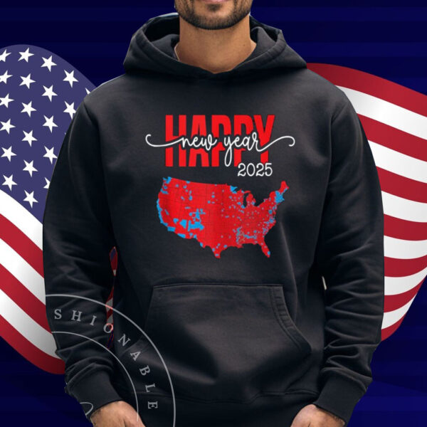 Happy New Year 2025 USA Election 2024 Red Map Trump Fans Shirt
