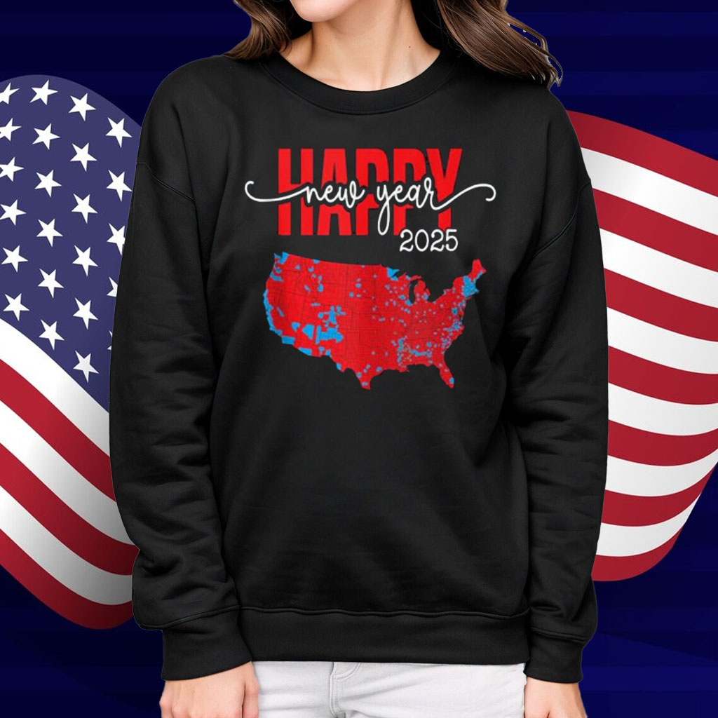 Happy New Year 2025 USA Election 2024 Red Map Trump Fans Shirt