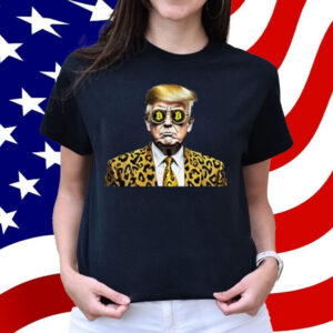 Trump Bitcoin Sunglasses Animal Print Suit Womens Mens MAGA T-Shirt