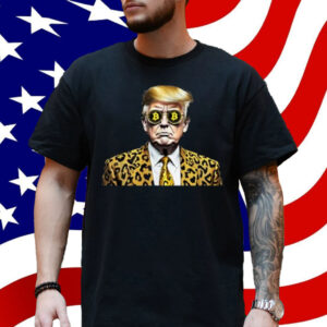 Trump Bitcoin Sunglasses Animal Print Suit Womens Mens MAGA T-Shirt