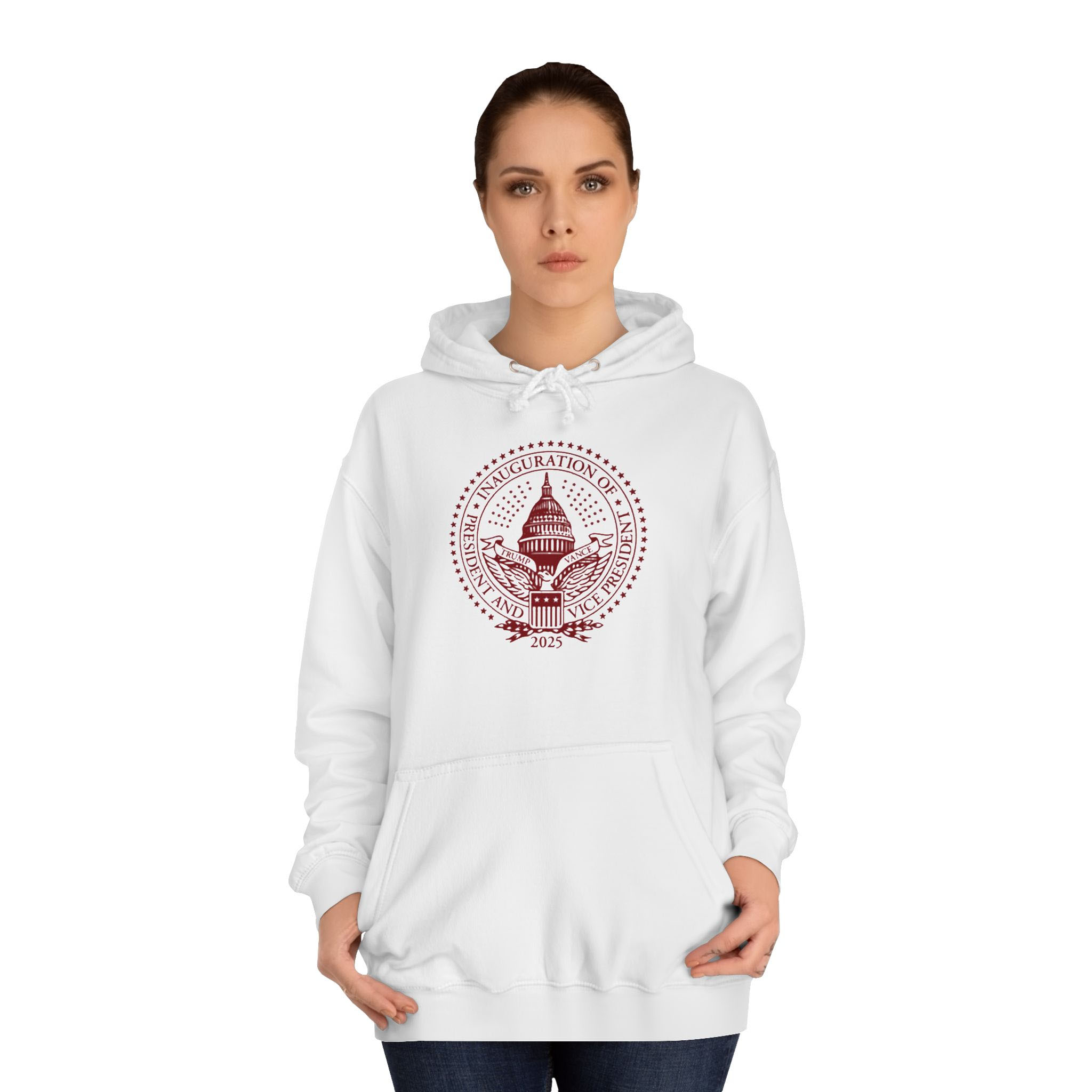 Trump Inaugural Seal White Crewneck Fleece Hoodie