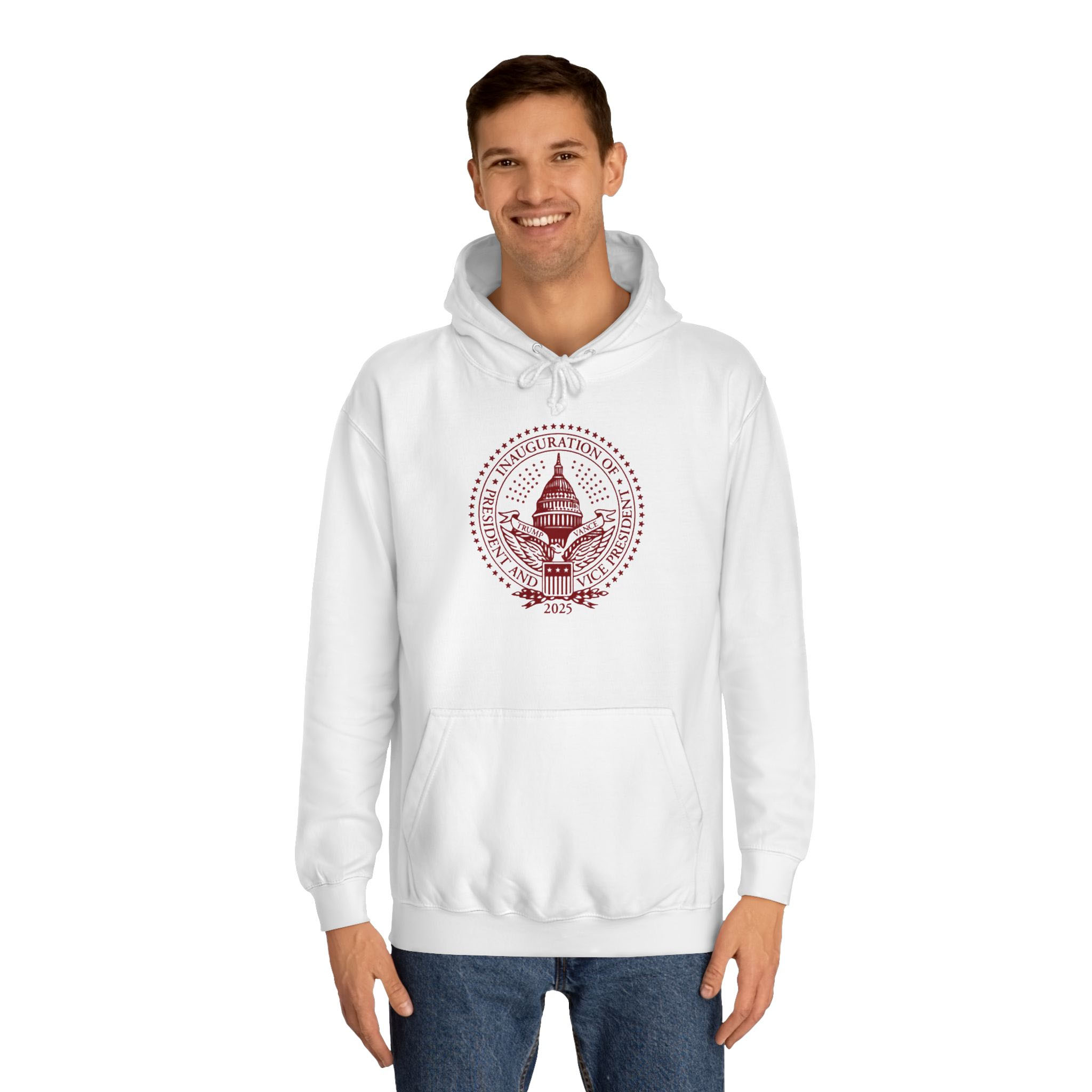 Trump Inaugural Seal White Crewneck Fleece Hoodie